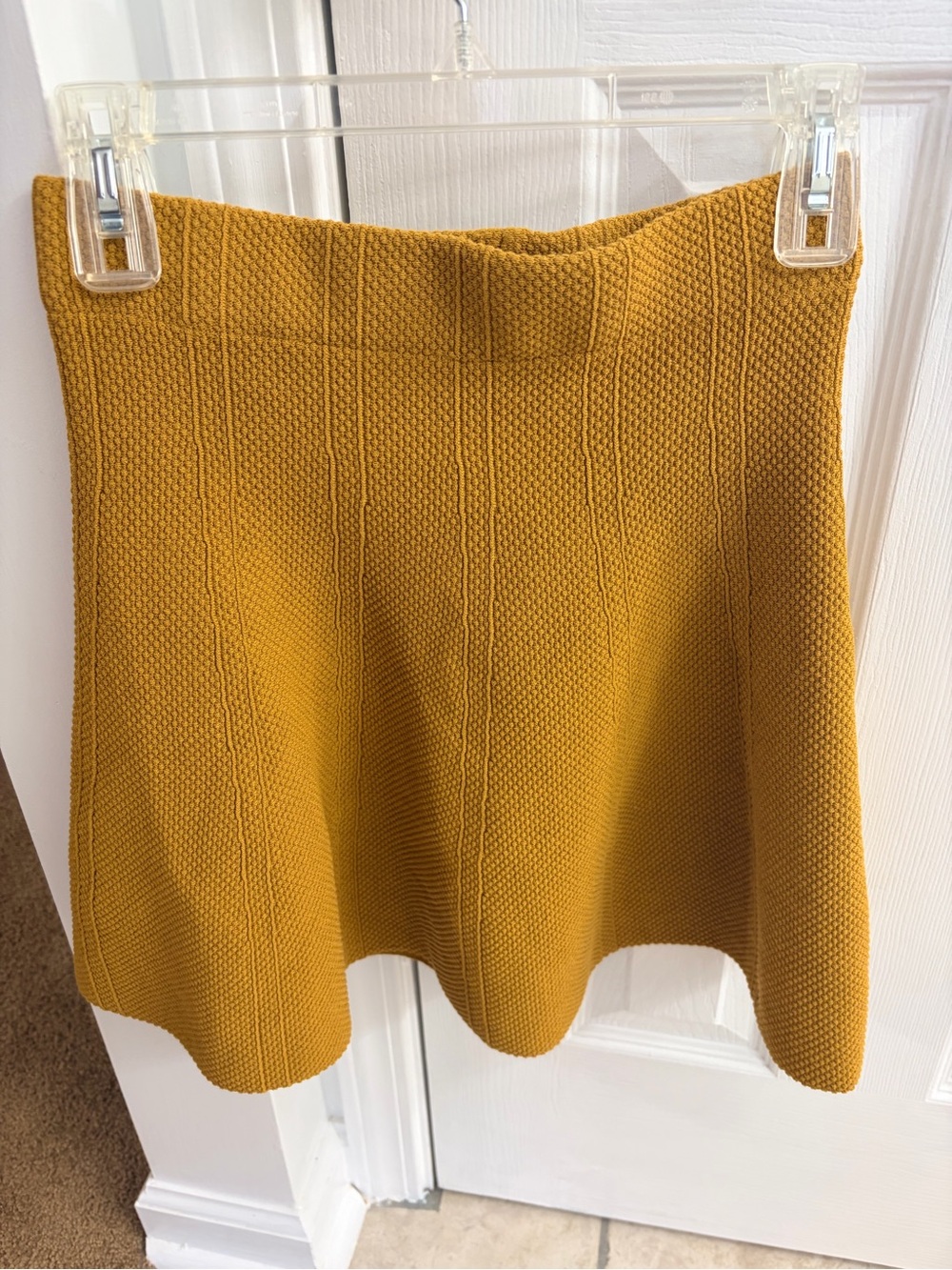 Zara Basic Mustard Gold Textured Knit A-Line Mini Skirt Size S